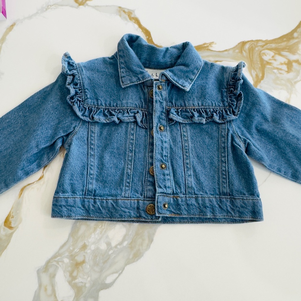Nicole Miller 2T Blue Denim Jacket with Ruffle Detail💙